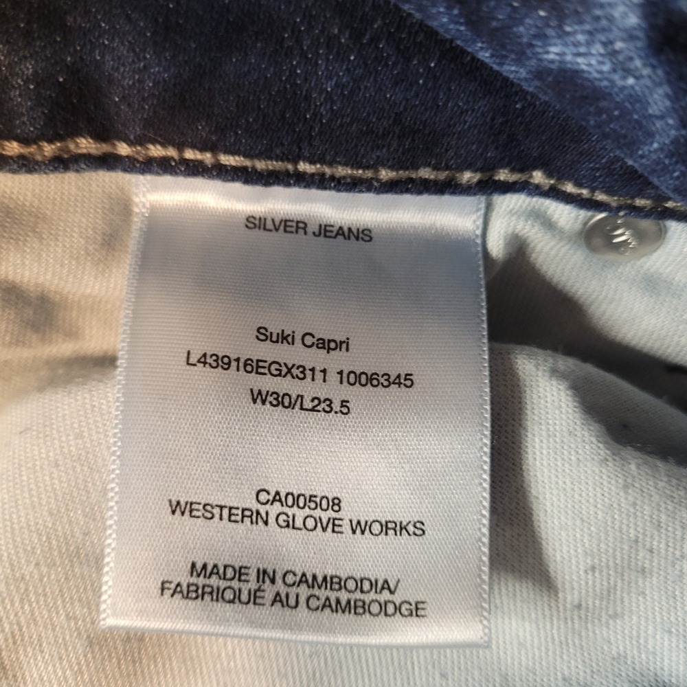 Silver Jeans Co Suki Capri Dark Wash Denim Cropped Jeans W30 L23.5 L43916EGX311 - Picture 3 of 5